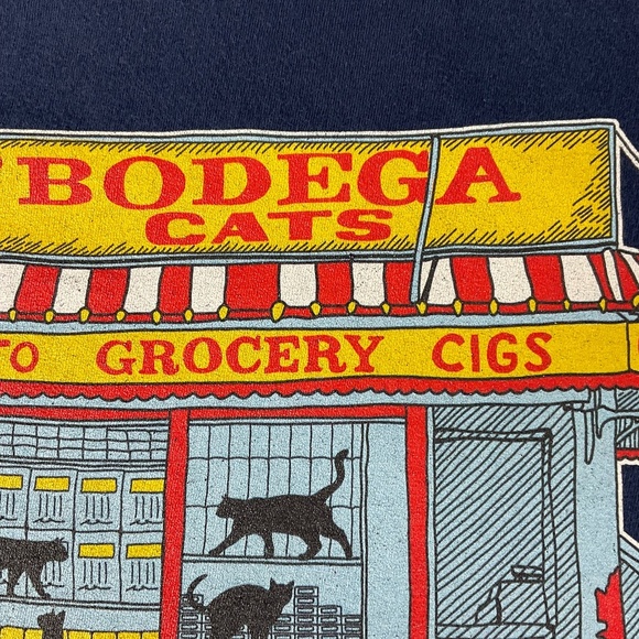 Bodega Cats Navy Graphic Tee Gildan Softstyle Size Medium - Picture 6 of 8